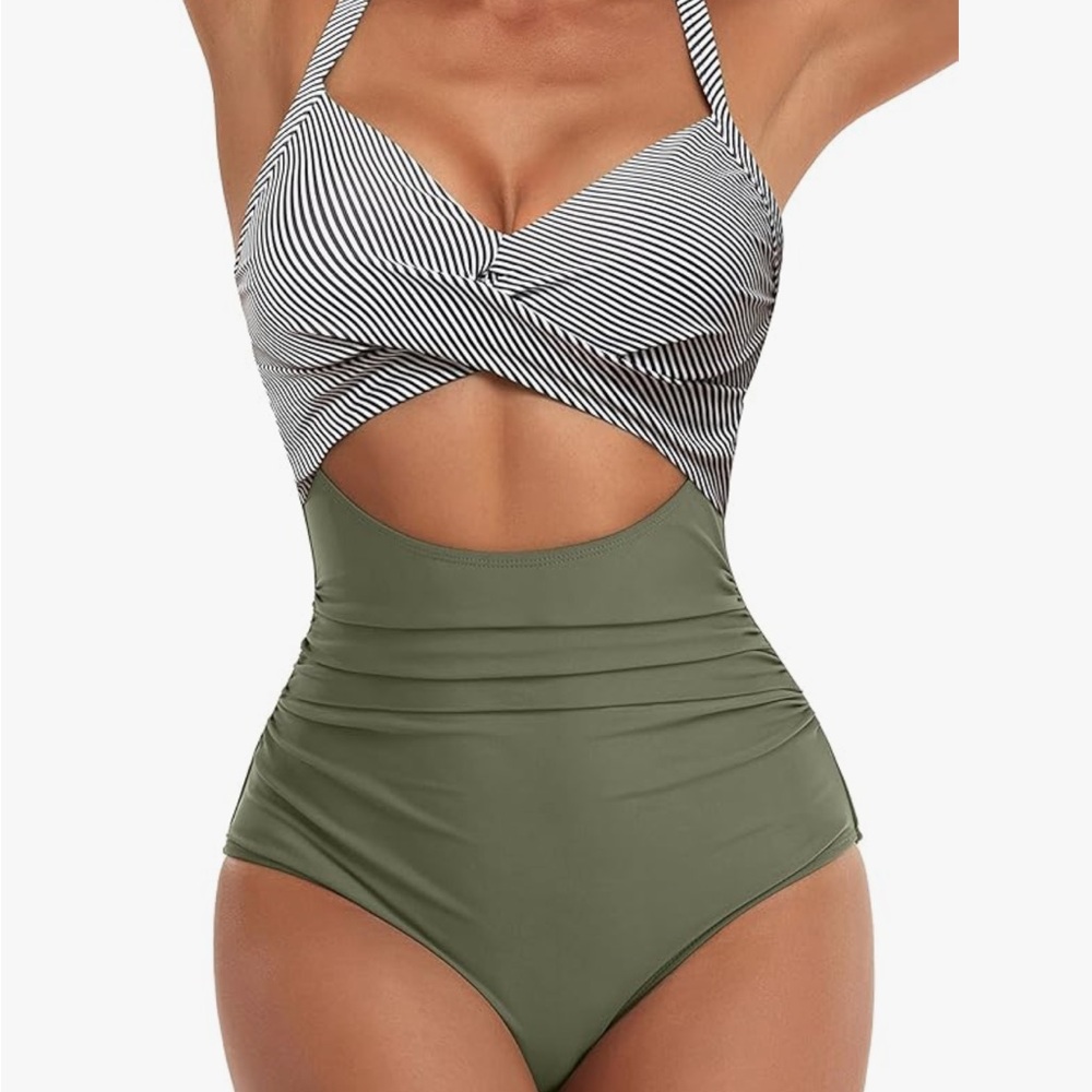Striped Cutout Swimsuit